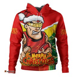 Amazing Aussie Gold Coast SUNS Santa Scoring Touchdown On Christmas Game Day Hoodie