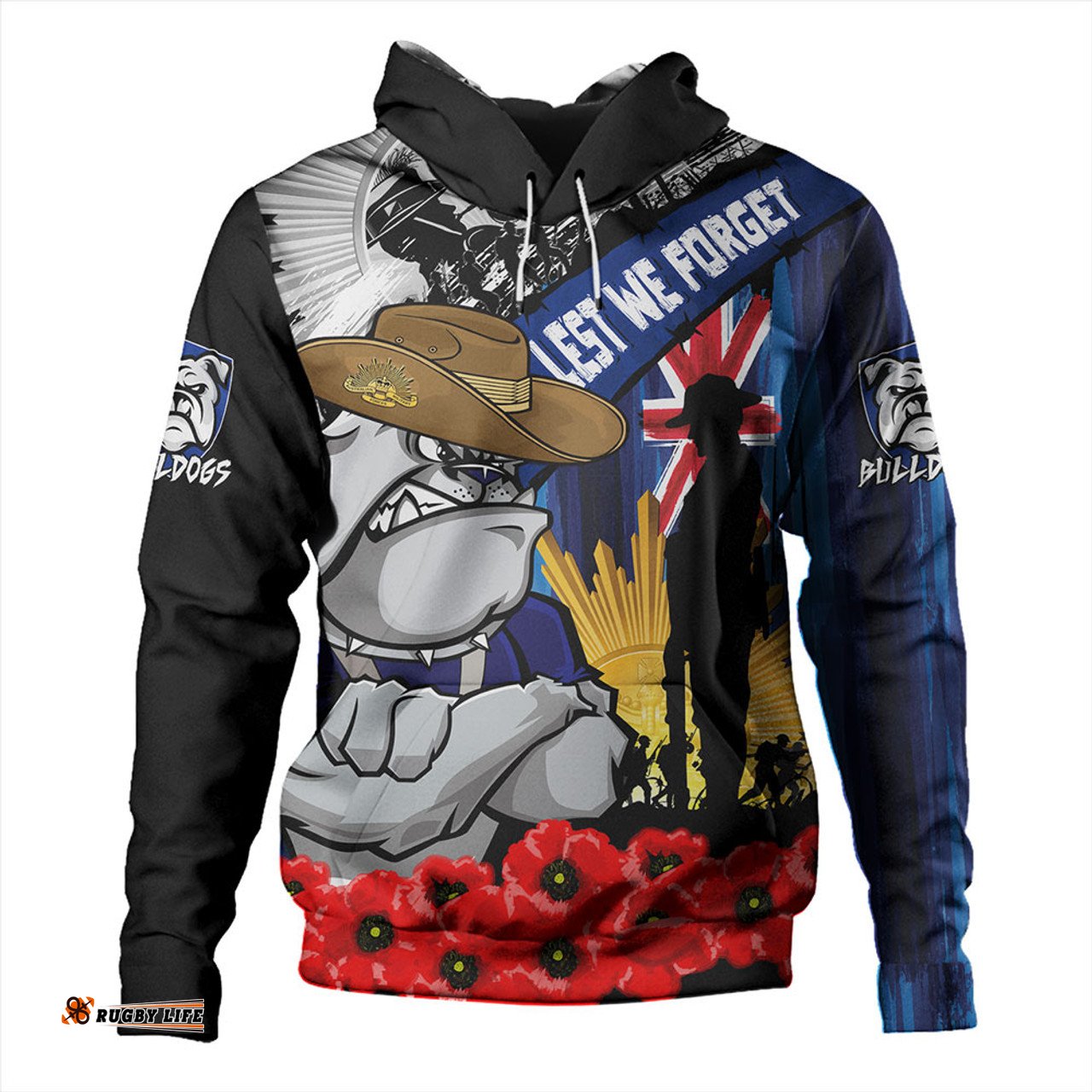 Amazing Aussie Canterbury Bankstown Bulldogs United In Spirit Anzac Day Tribute Hoodie