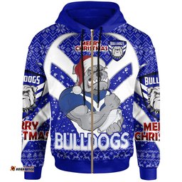 Amazing Aussie Canterbury Bankstown Bulldogs Christmas Custom Canterbury Bankstown Bulldogs Merry Christmas With Snowflake Pattern Hoodie