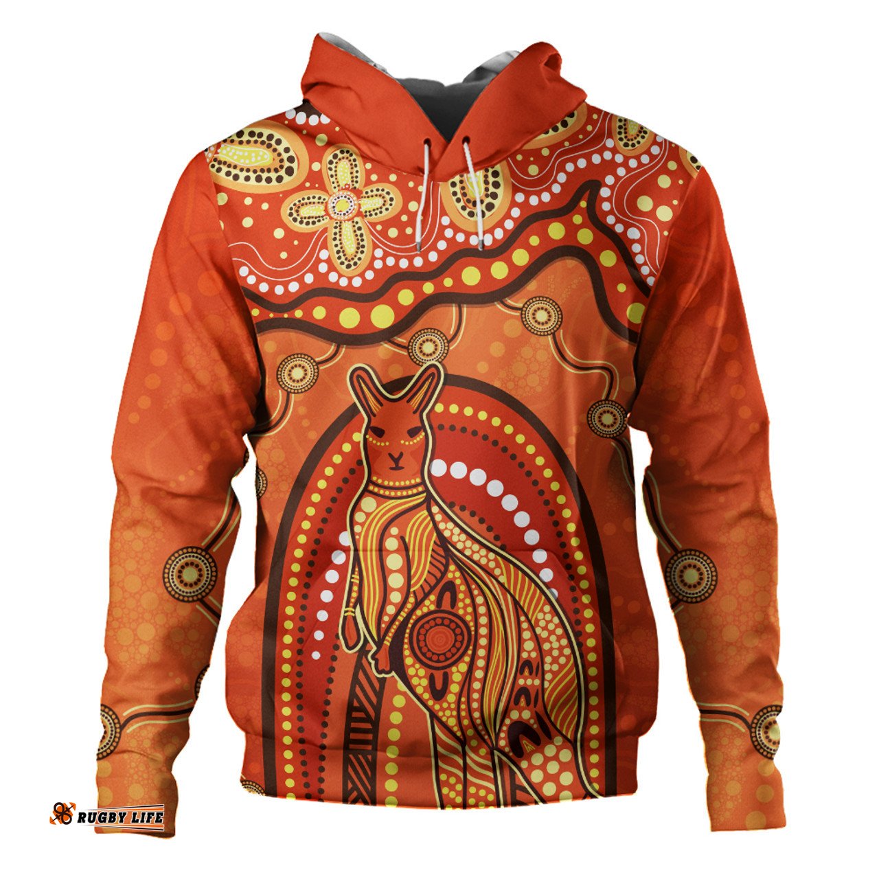 Amazing Aussie Indigenous Australian Aboriginal Kangaroo Dreaming Outback Spirit Edition Orange Hoodie