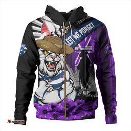 Amazing Aussie Geelong Cats ANZAC Day Honor Purple Valor And Spirit Hoodie