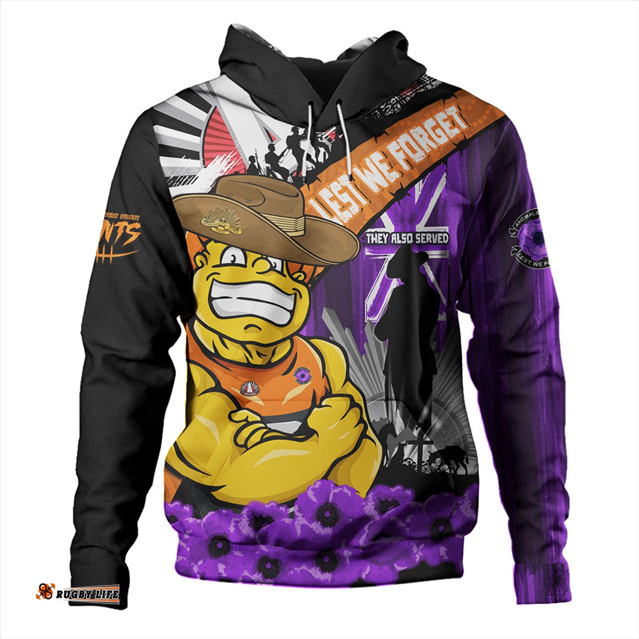 Amazing Aussie GWS GIANTS ANZAC Day Honor Purple Valor And Spirit Hoodie