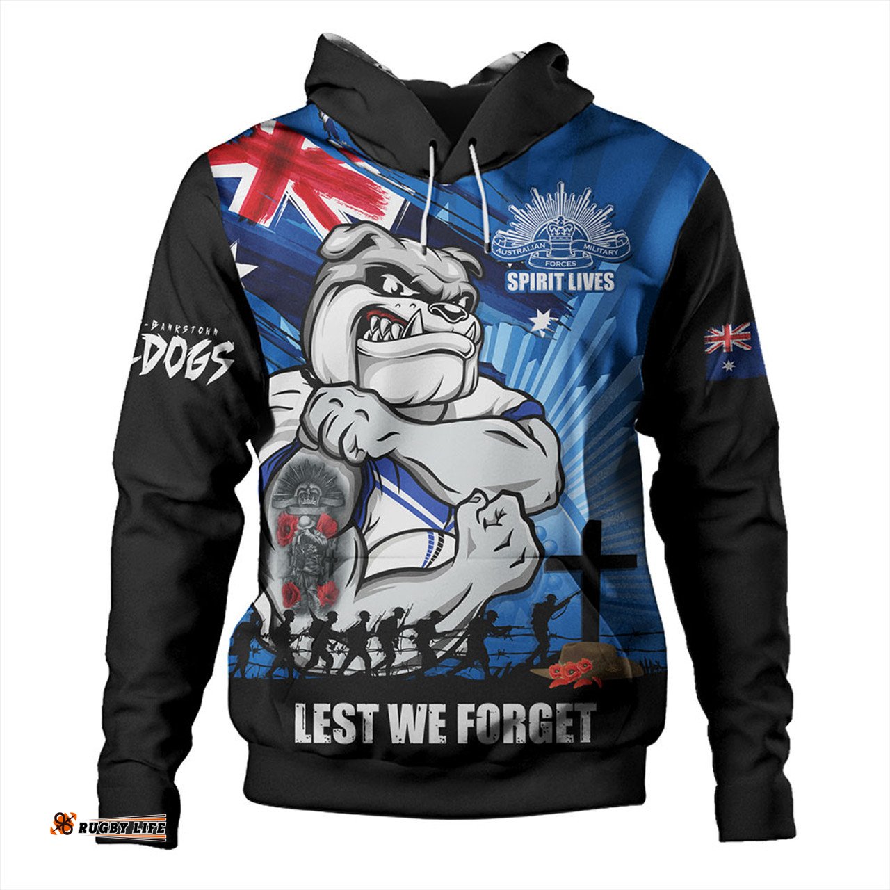 Amazing Aussie Canterbury Bankstown Bulldogs Fearless ANZAC Defender Hoodie