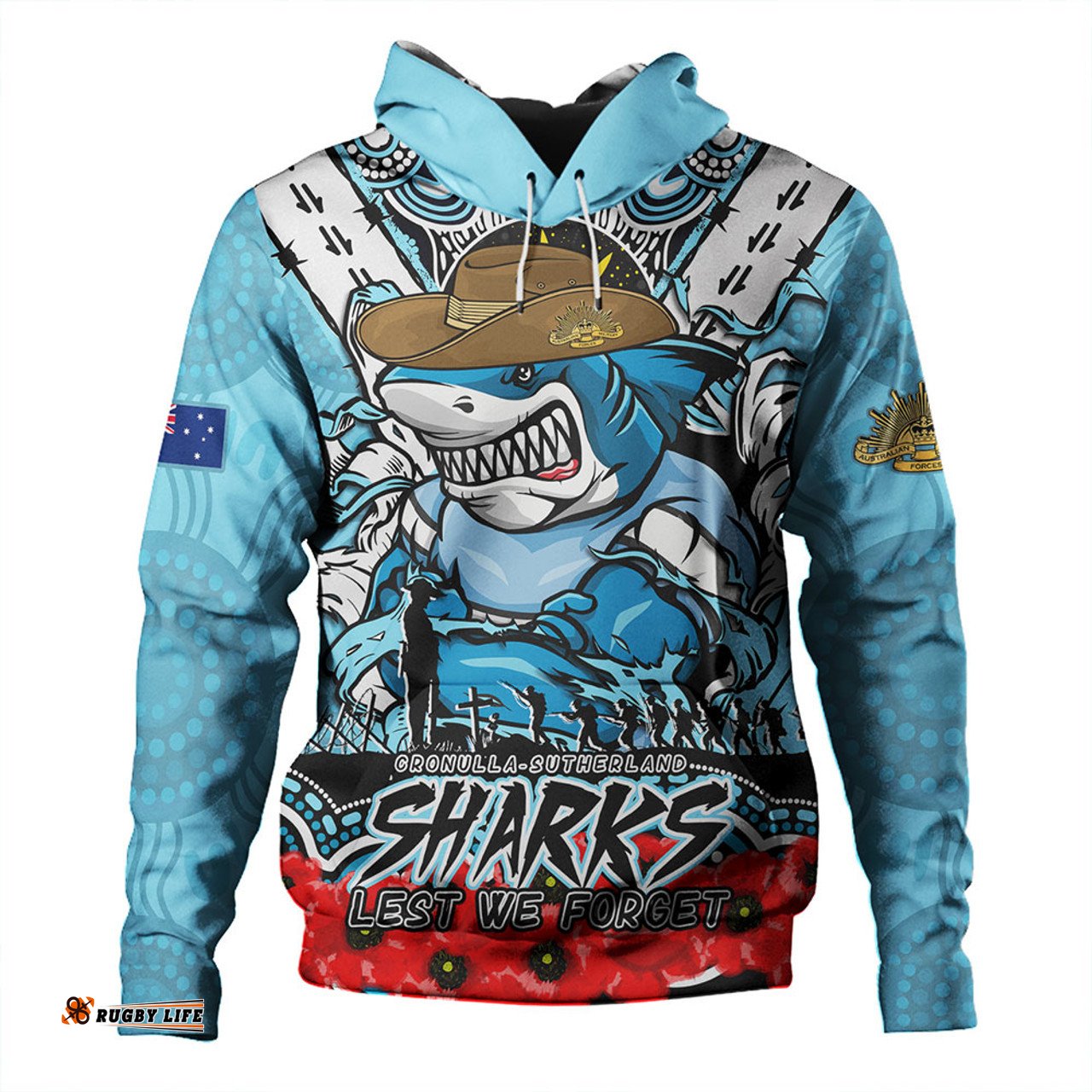 Amazing Aussie Cronulla Sutherland Sharks Ripped Legacy Of The Game The ANZAC Spirit Lives On Hoodie