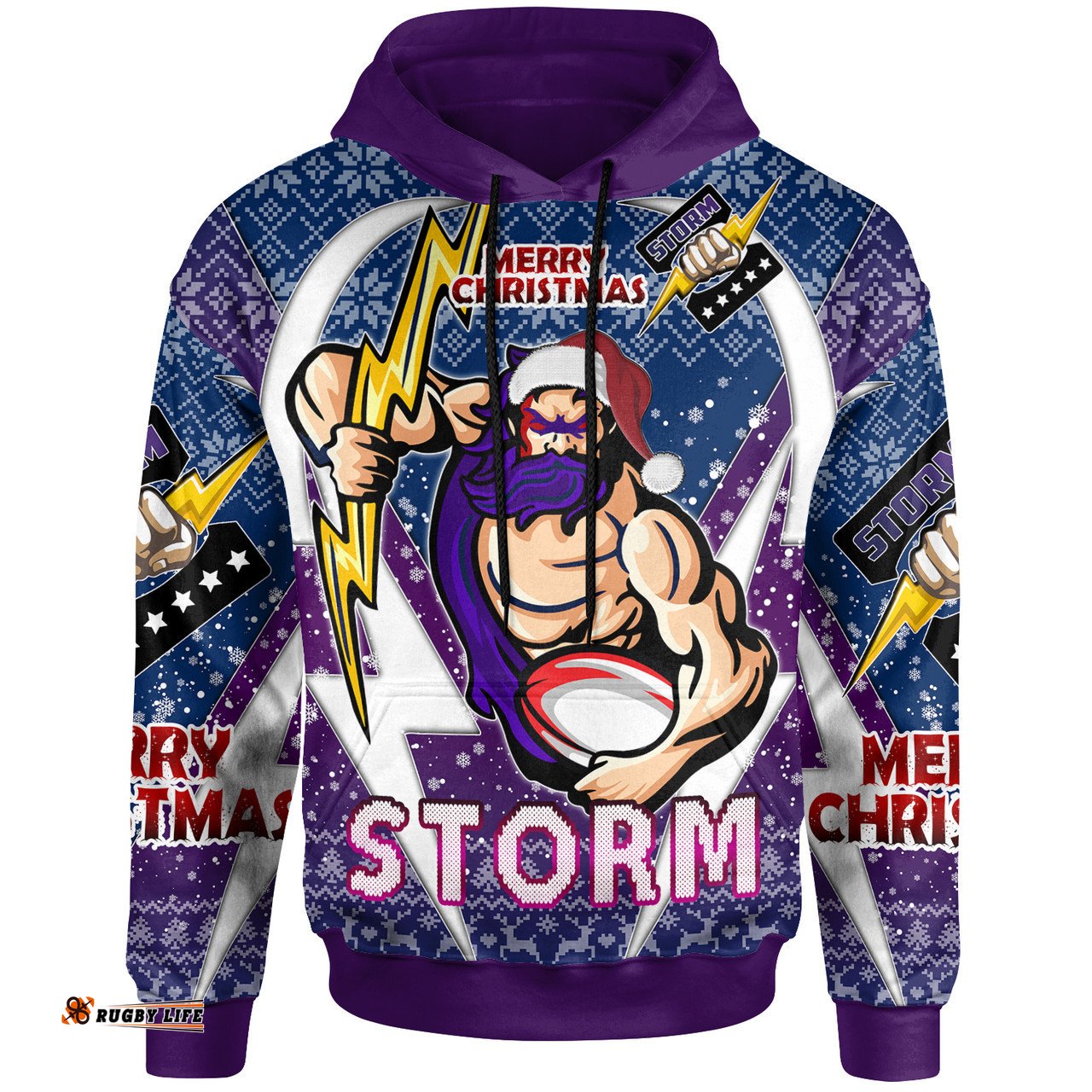 Amazing Aussie Melbourne Storm Christmas Custom Melbourne Storm Merry Christmas With Snowflake Pattern Hoodie