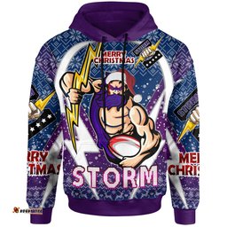Amazing Aussie Melbourne Storm Christmas Custom Melbourne Storm Merry Christmas With Snowflake Pattern Hoodie