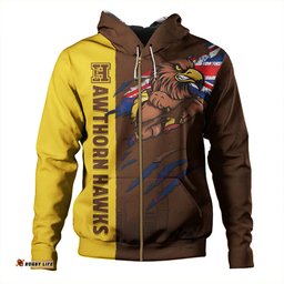 Amazing Aussie Hawthorn Burning Passion Of Power Scratch Style Hoodie