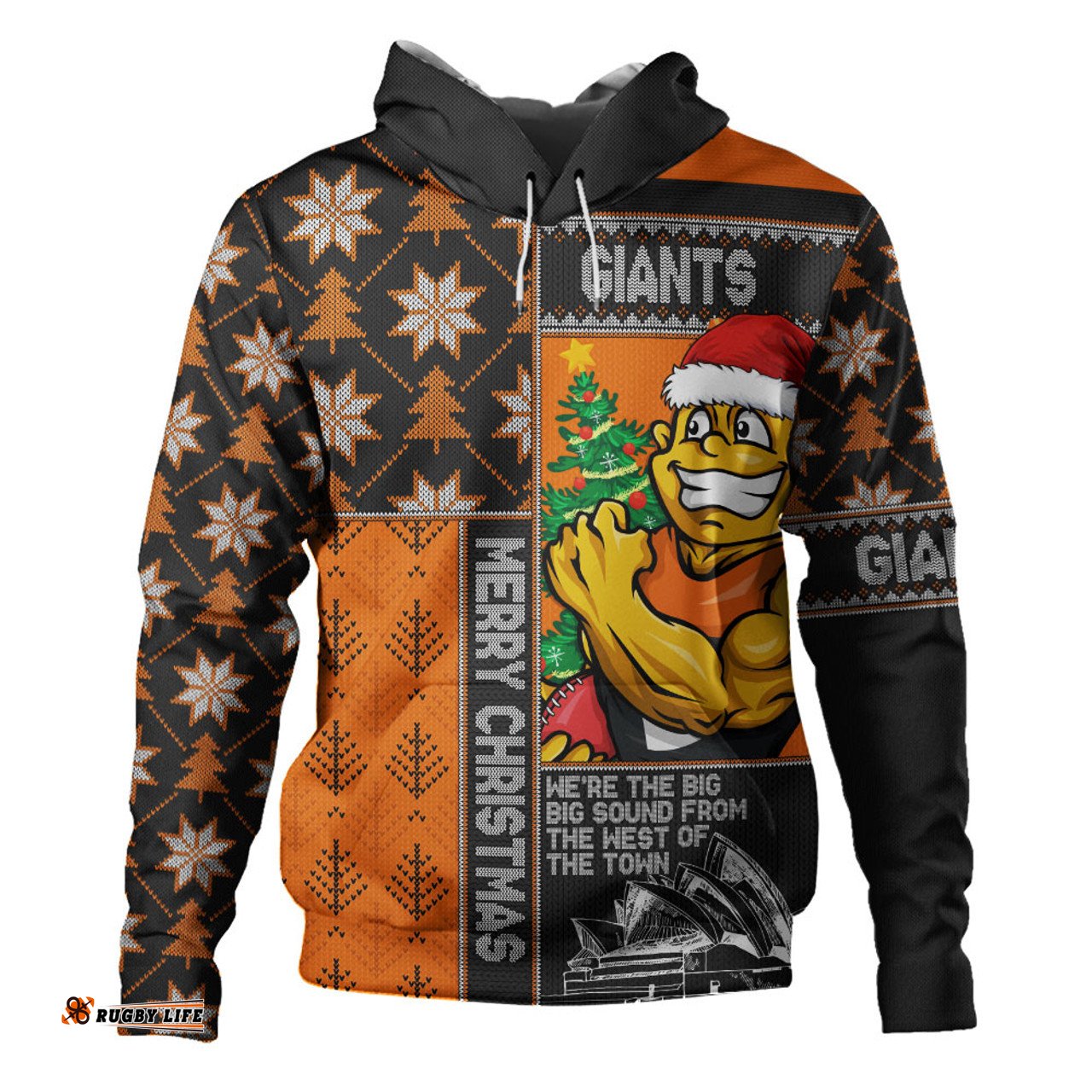 Amazing Aussie GWS GIANTS Merry Christmas Knit Style Festive Spirit Hoodie