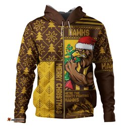 Amazing Aussie Hawthorn Merry Christmas Knit Style Festive Spirit Hoodie