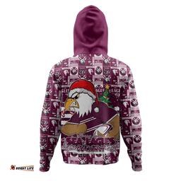 Amazing Aussie Manly Warringah Sea Eagles Merry Ugly Christmas Comic Style Hoodie