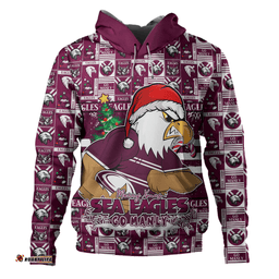Amazing Aussie Manly Warringah Sea Eagles Merry Ugly Christmas Comic Style Hoodie