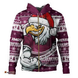 Amazing Aussie Manly Warringah Sea Eagles Ugly Knit Style For Christmas Game Fans Hoodie