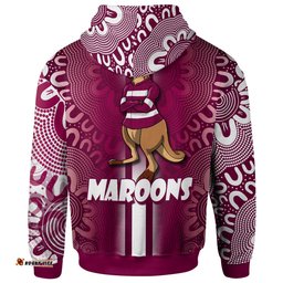 Amazing Aussie Maroons Rugby Custom Kangaroo Aboriginal Inspired Indigenous Sport Style Hoodie
