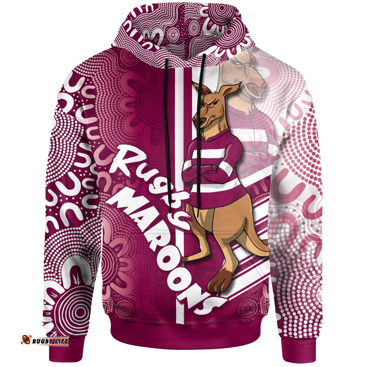 Amazing Aussie Maroons Rugby Custom Kangaroo Aboriginal Inspired Indigenous Sport Style Hoodie