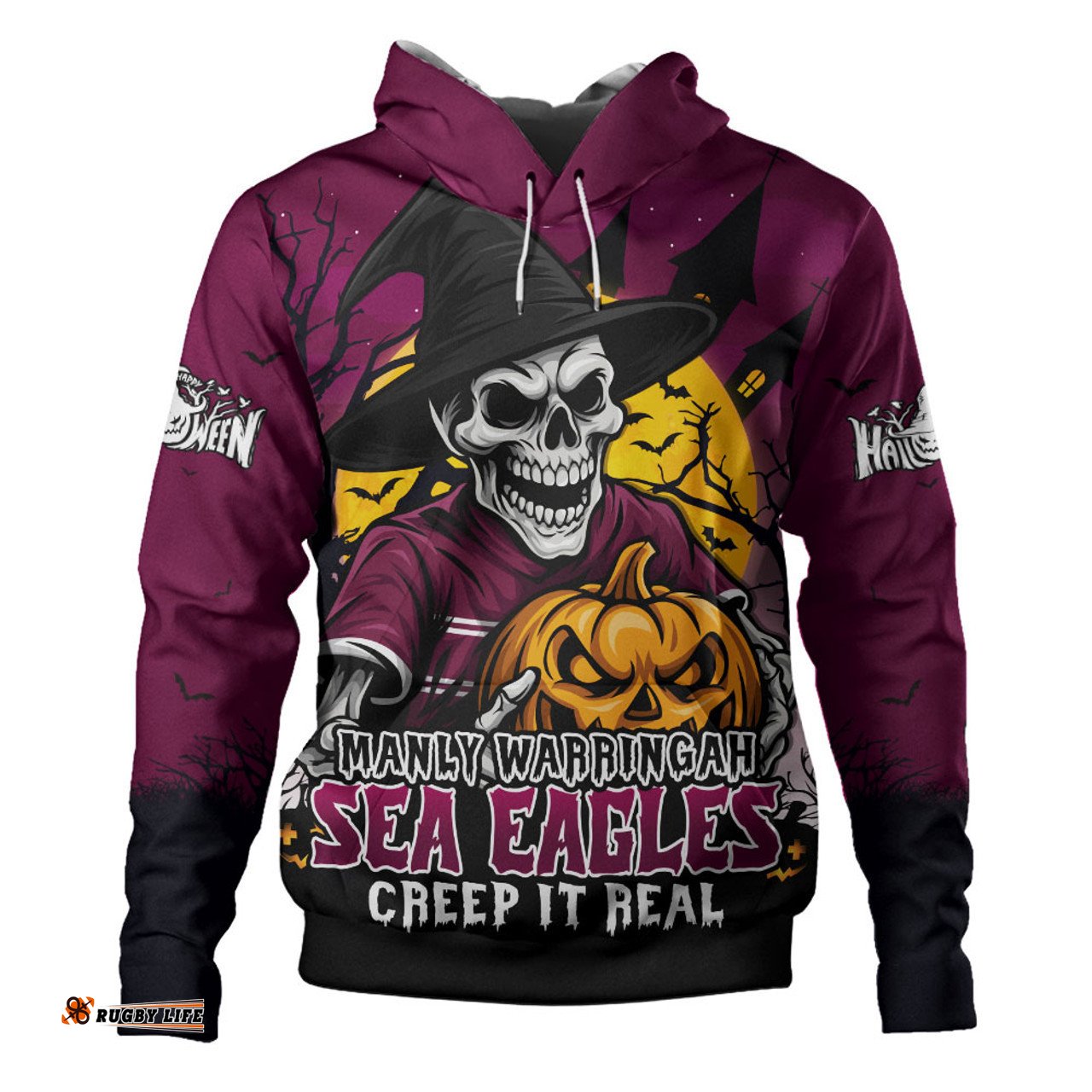 Amazing Aussie Manly Warringah Sea Eagles Dark Moon Rugby Halloween Battle Edition Hoodie