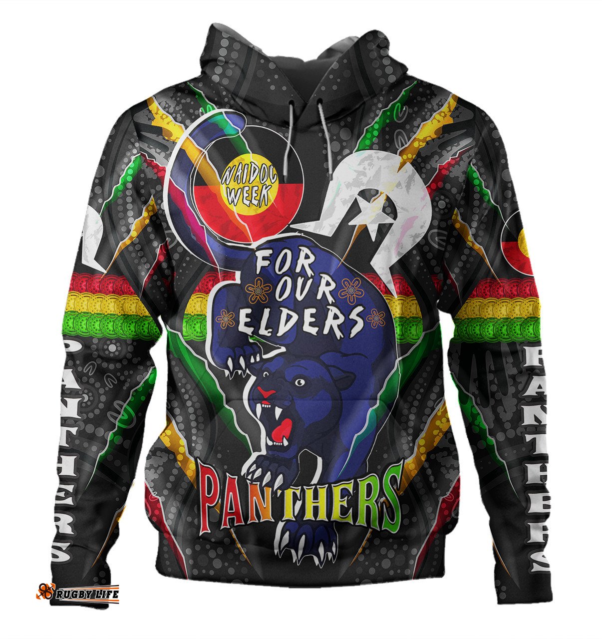 Amazing Aussie Penrith Panthers Naidoc Week Custom Penrith Panthers Naidoc Week For Our Elders Australian Indigenous Dot Art Hoodie