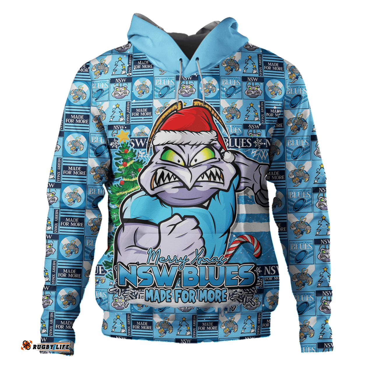 Amazing Aussie New South Wales Blues Merry Ugly Christmas Comic Style Hoodie