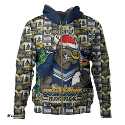 Amazing Aussie North Queensland Cowboys Merry Ugly Christmas Comic Style Hoodie
