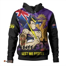 Amazing Aussie Melbourne Storm Fearless ANZAC Defender Hoodie