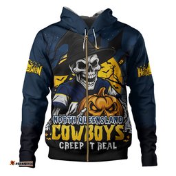 Amazing Aussie North Queensland Cowboys Dark Moon Rugby Halloween Battle Edition Hoodie