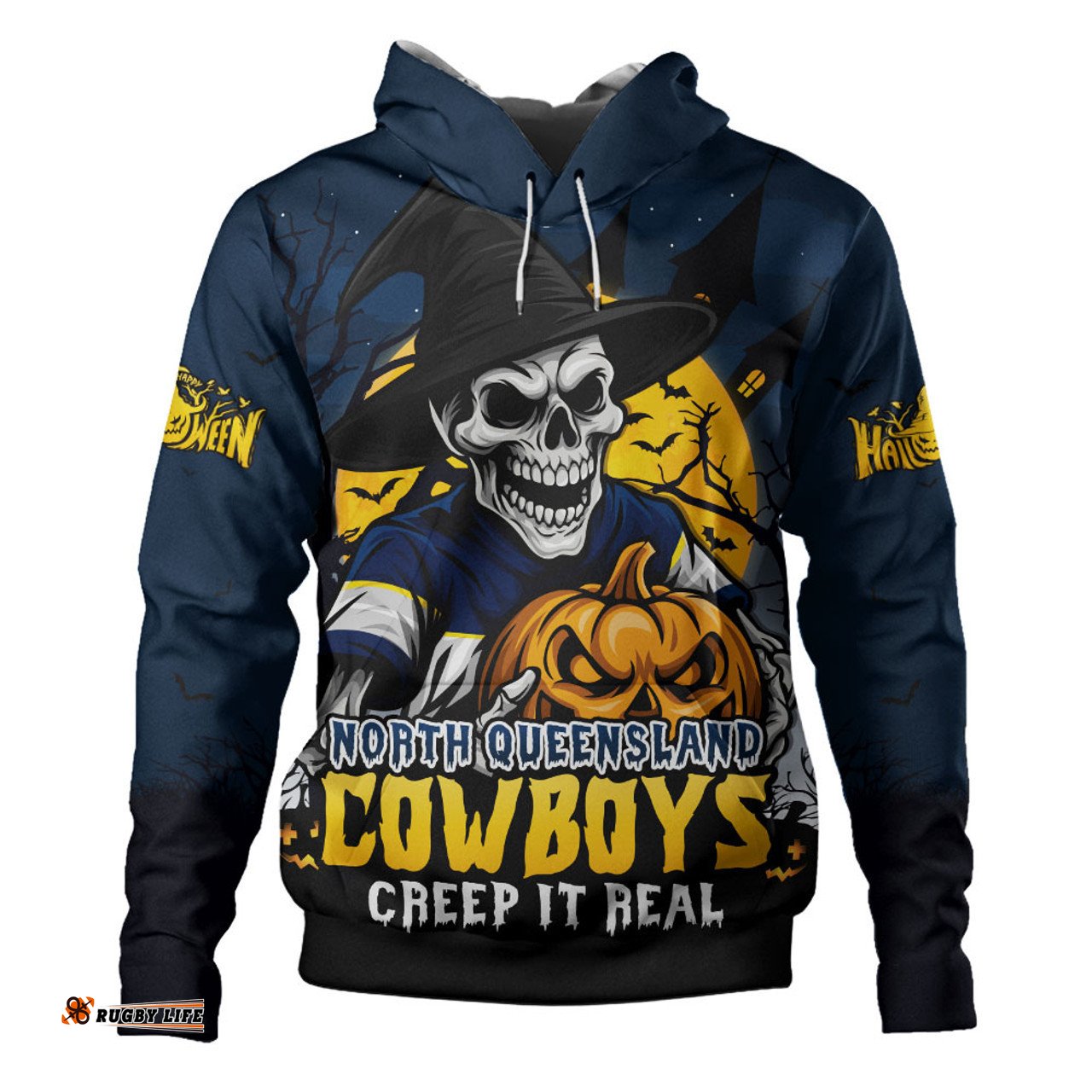 Amazing Aussie North Queensland Cowboys Dark Moon Rugby Halloween Battle Edition Hoodie