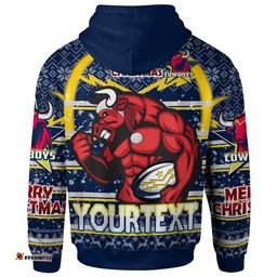 Amazing Aussie North Queensland Cowboys Christmas Custom Cowboys Merry Christmas With Snowflake Pattern Hoodie
