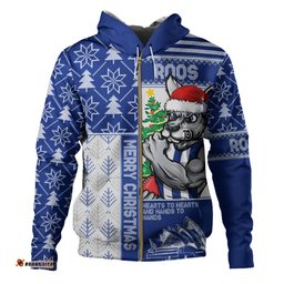 Amazing Aussie North Melbourne Merry Christmas Knit Style Festive Spirit Hoodie
