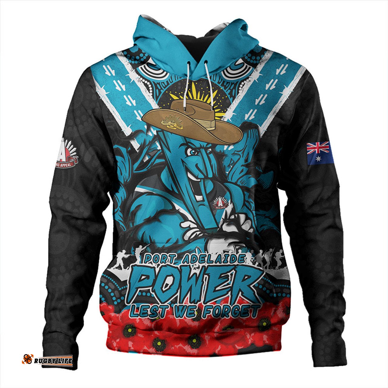Amazing Aussie Port Adelaide Ripped Legacy Of The Game The ANZAC Spirit Lives On Hoodie