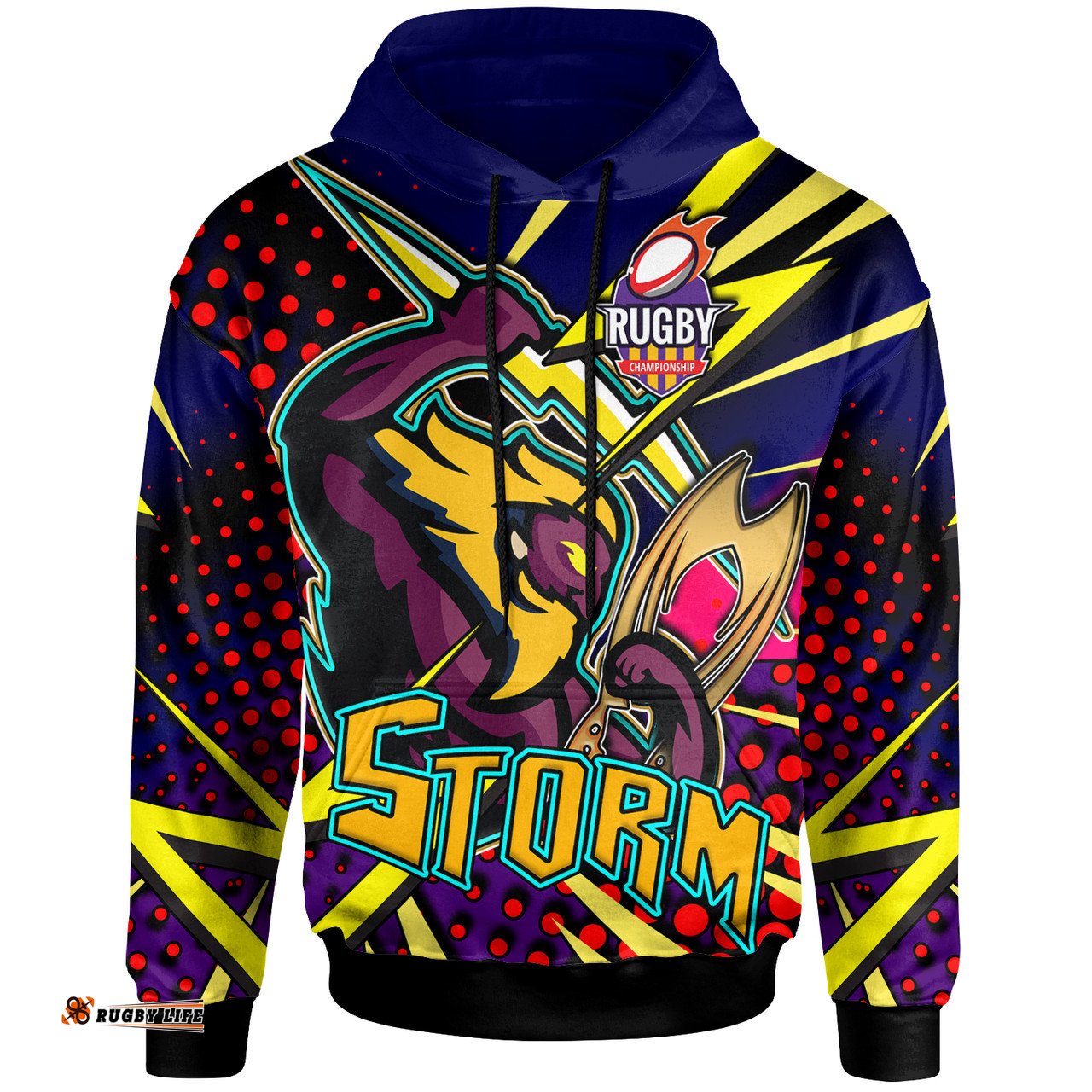 Amazing Aussie Melbourne Storm Custom Melbourne Storm And Thunder Grand Final Style Of Dot Background Personalised Player And Number Hoodie