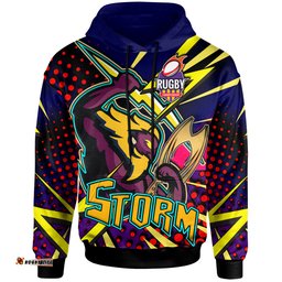 Amazing Aussie Melbourne Storm Custom Melbourne Storm And Thunder Grand Final Style Of Dot Background Personalised Player And Number Hoodie