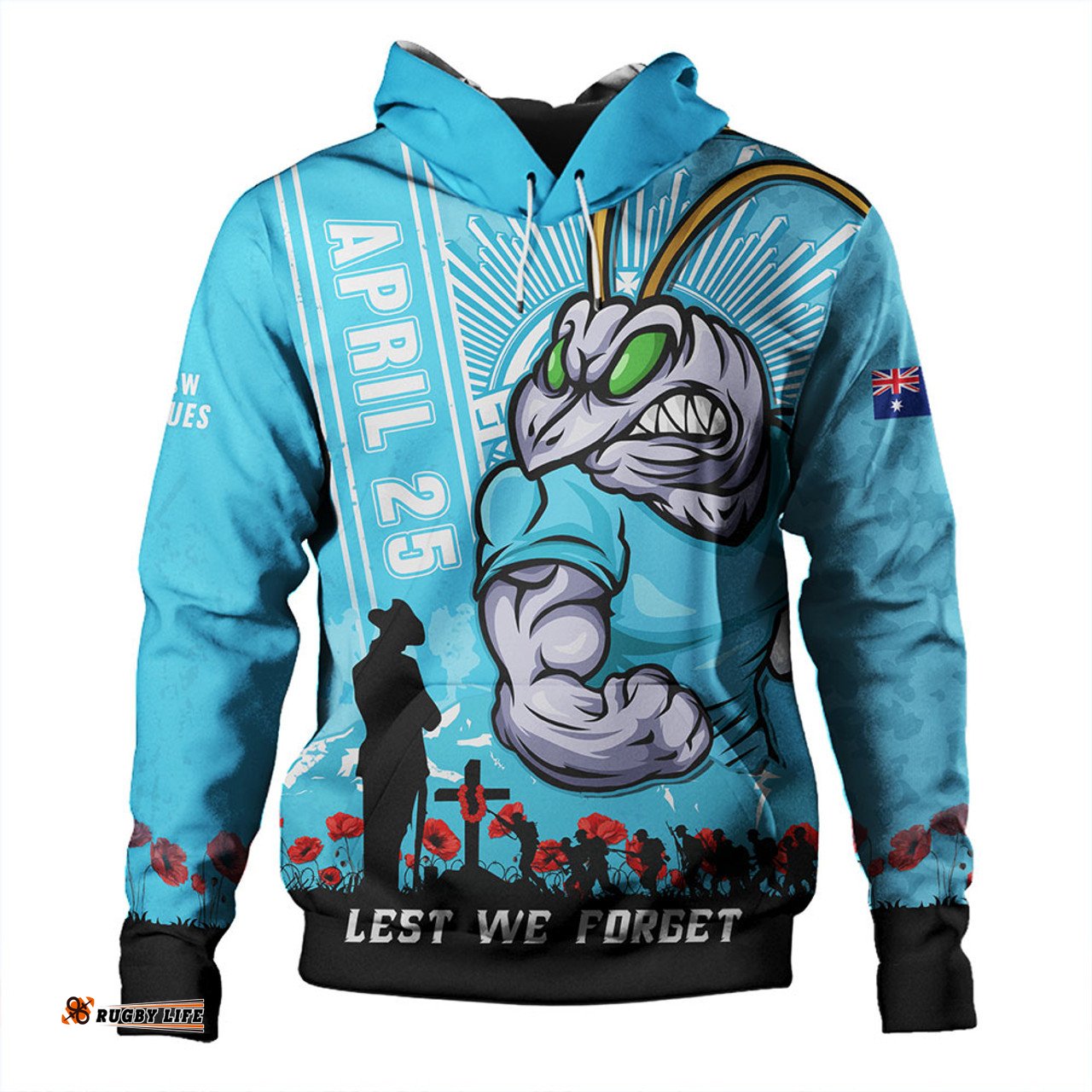 Amazing Aussie New South Wales Blues Anzac Day Lest We Forget Strong Fighting Spirit Hoodie