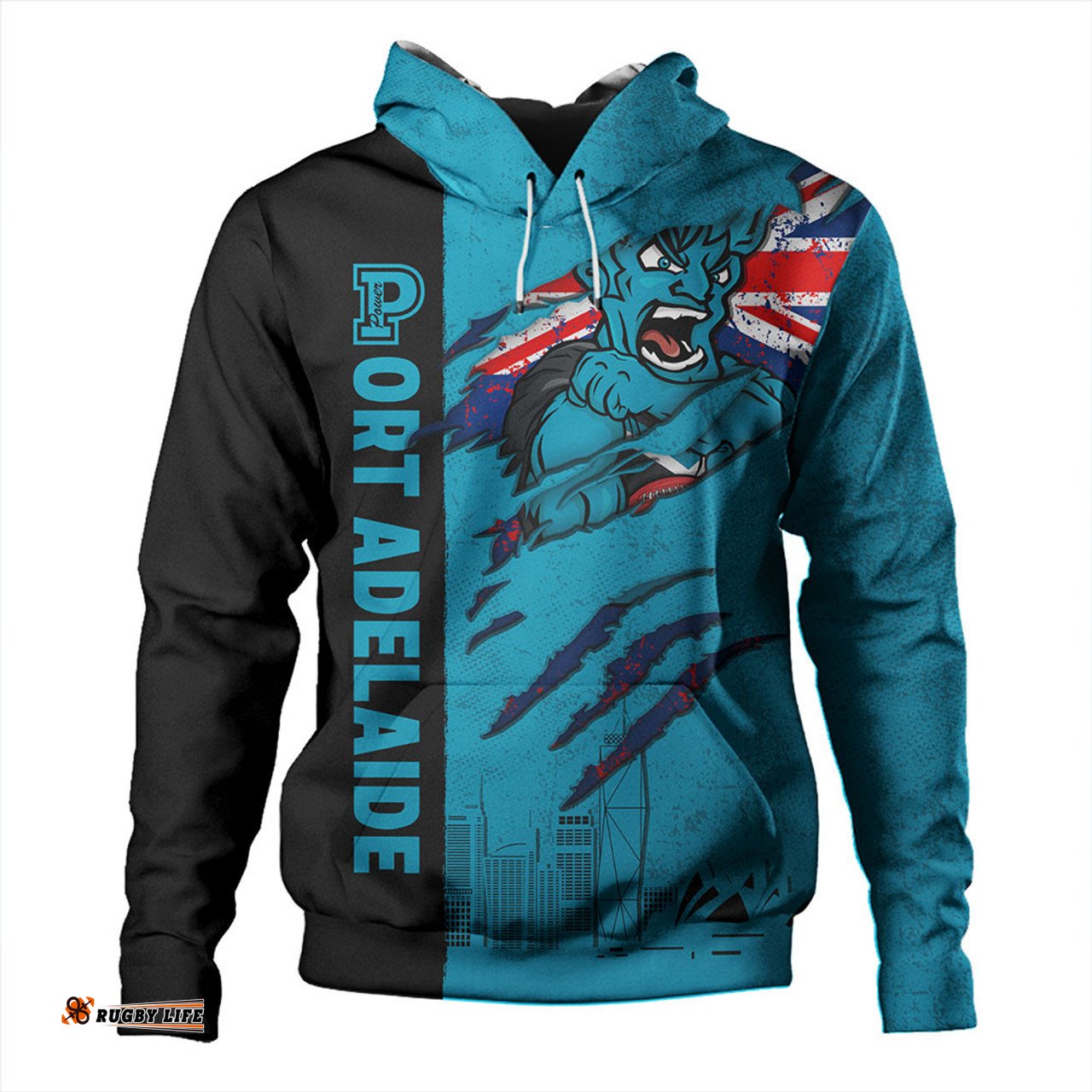 Amazing Aussie Port Adelaide Burning Passion Of Power Scratch Style Hoodie