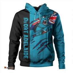 Amazing Aussie Port Adelaide Burning Passion Of Power Scratch Style Hoodie
