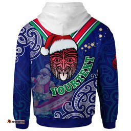 Amazing Aussie New Zealand Warriors Christmas Custom New Zealand Warriors Maori Culture Christmas Vibes with Santa Surfing Hoodie