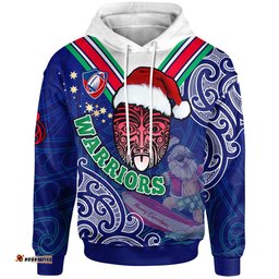 Amazing Aussie New Zealand Warriors Christmas Custom New Zealand Warriors Maori Culture Christmas Vibes with Santa Surfing Hoodie