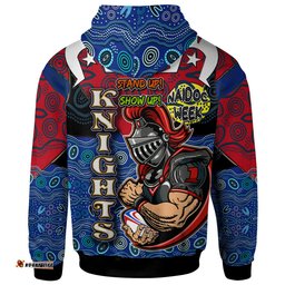 Amazing Aussie Newcastle Knights Custom Naidoc Week Newcastle Knights Ball With Aboriginal Inspired Background Hoodie
