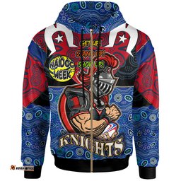 Amazing Aussie Newcastle Knights Custom Naidoc Week Newcastle Knights Ball With Aboriginal Inspired Background Hoodie
