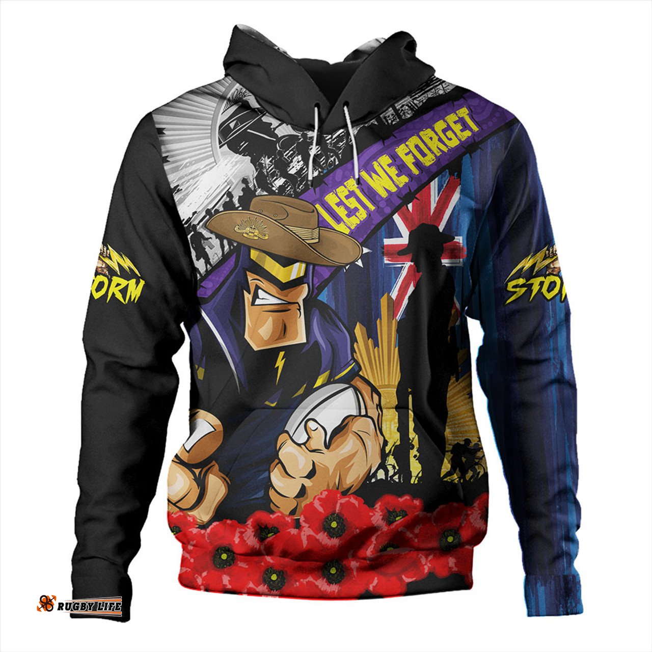 Amazing Aussie Melbourne Storm United In Spirit Anzac Day Tribute Hoodie