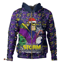 Amazing Aussie Melbourne Storm Merry Ugly Christmas Comic Style Hoodie