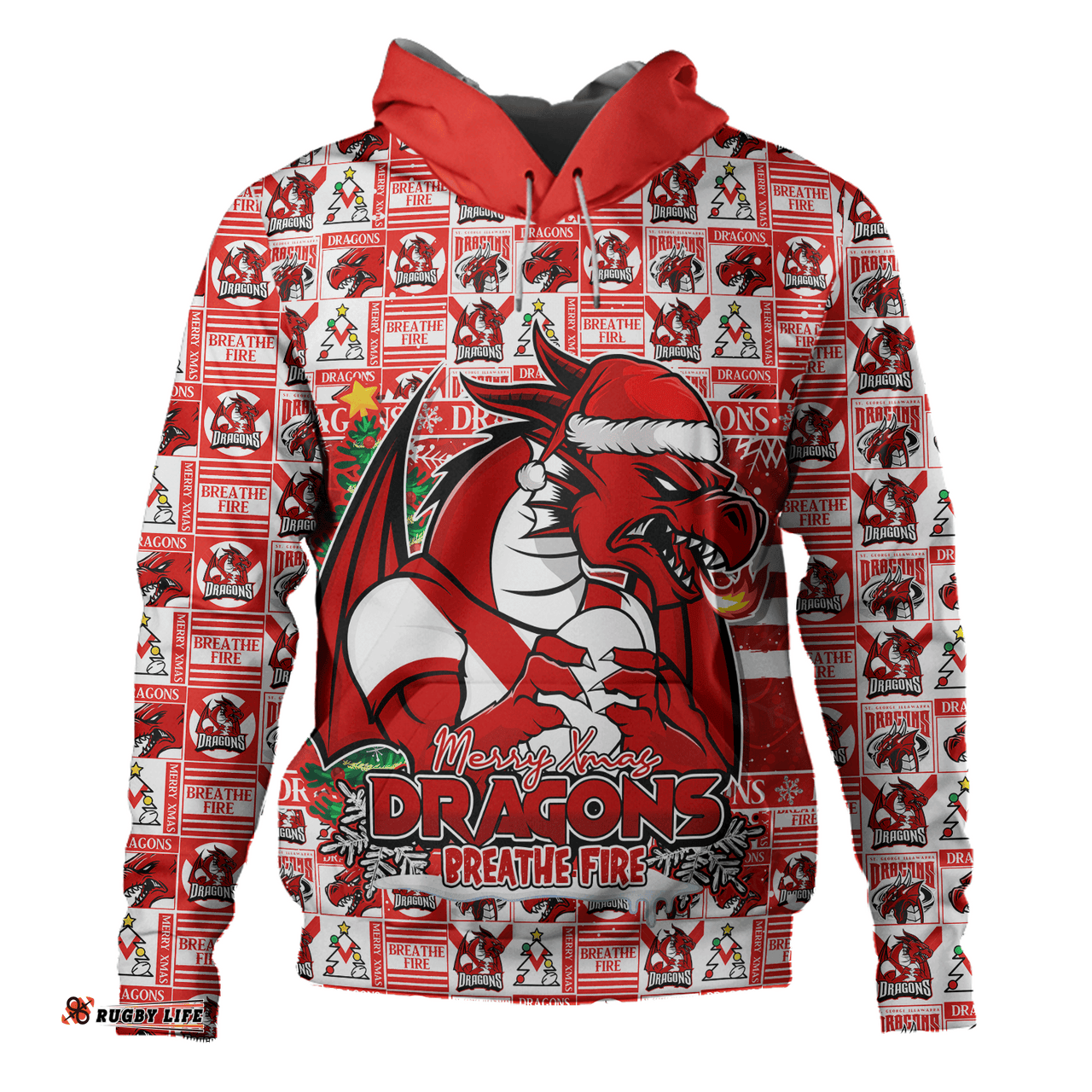 Amazing Aussie St. George Illawarra Dragons Merry Ugly Christmas Comic Style Hoodie