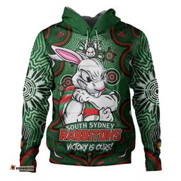 Amazing Aussie South Sydney Rabbitohs Aboriginal Pattern Inspired Victory Is Ours Hoodie