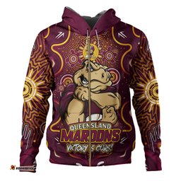 Amazing Aussie Queensland Maroons Aboriginal Pattern Inspired Victory Is Ours Hoodie
