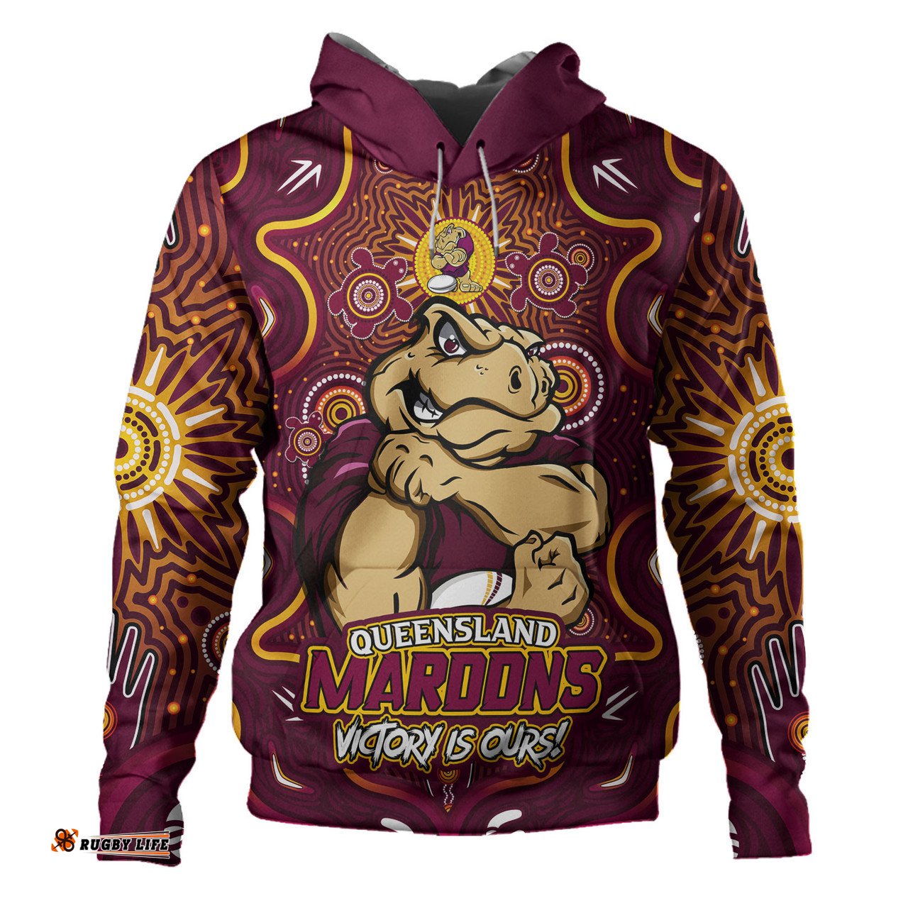 Amazing Aussie Queensland Maroons Aboriginal Pattern Inspired Victory Is Ours Hoodie