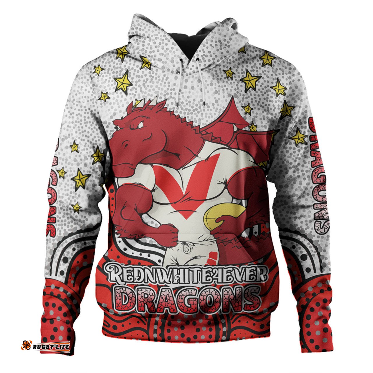 Amazing Aussie St. George Illawarra Dragons Custom Custom With Aboriginal Inspired Style Of Dot Painting Patterns Hoodie