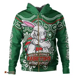 Amazing Aussie South Sydney Rabbitohs Aboriginal Inspired Tough Fan Rugby For Life Hoodie