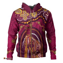Amazing Aussie Indigenous Australian Aboriginal Kangaroo Dreaming Outback Spirit Edition Maroons Hoodie