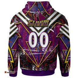 Amazing Aussie Melbourne Storm Custom Melbourne Storm And Thunder Style Of Dot Background Personalised Player And Number Hoodie