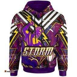 Amazing Aussie Melbourne Storm Custom Melbourne Storm And Thunder Style Of Dot Background Personalised Player And Number Hoodie