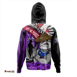 Amazing Aussie Western Bulldogs ANZAC Day Honor Purple Valor And Spirit Hoodie