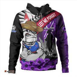 Amazing Aussie Western Bulldogs ANZAC Day Honor Purple Valor And Spirit Hoodie